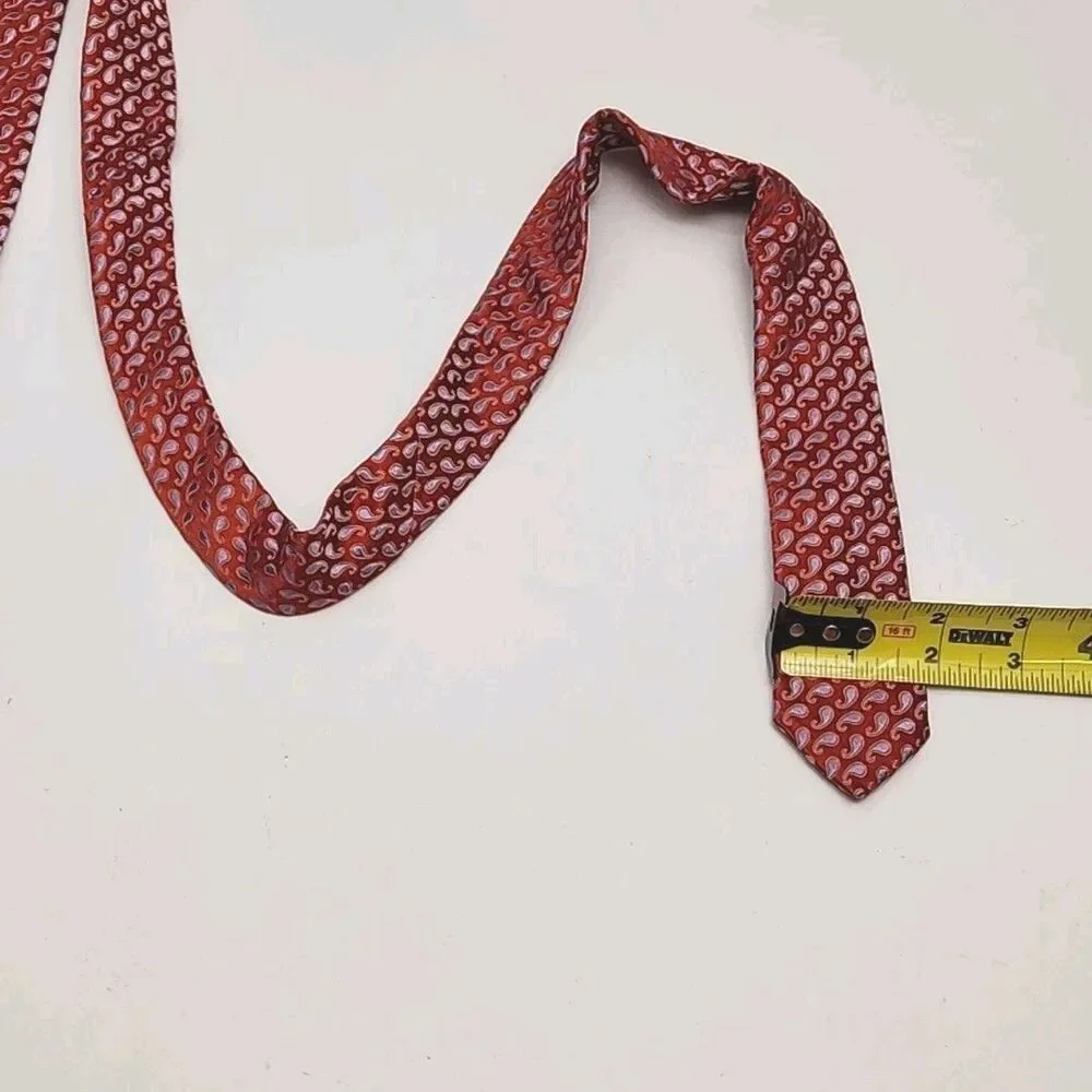 Ike Behar New York Tie Red Blue Paisley Men's 100% Silk Necktie Hand Tailored